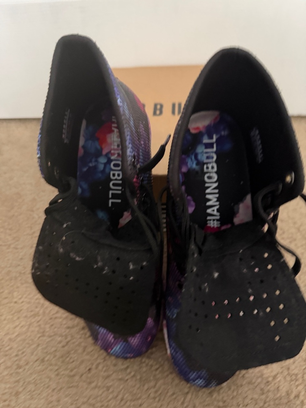 NOBULL Black Floral High-Top Sneakers with Purple and Pink Accents - Picture 4 of 4